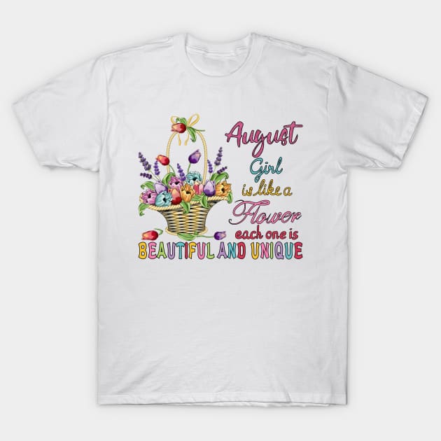 August Girl - Flower Basket T-Shirt by Designoholic